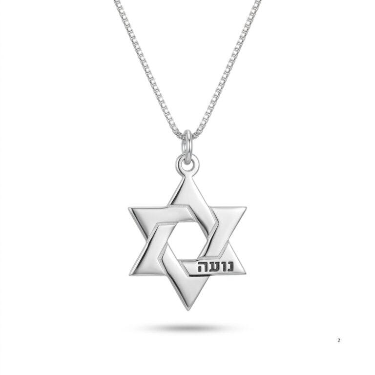 Personalized Star of David necklace with Hebrew name