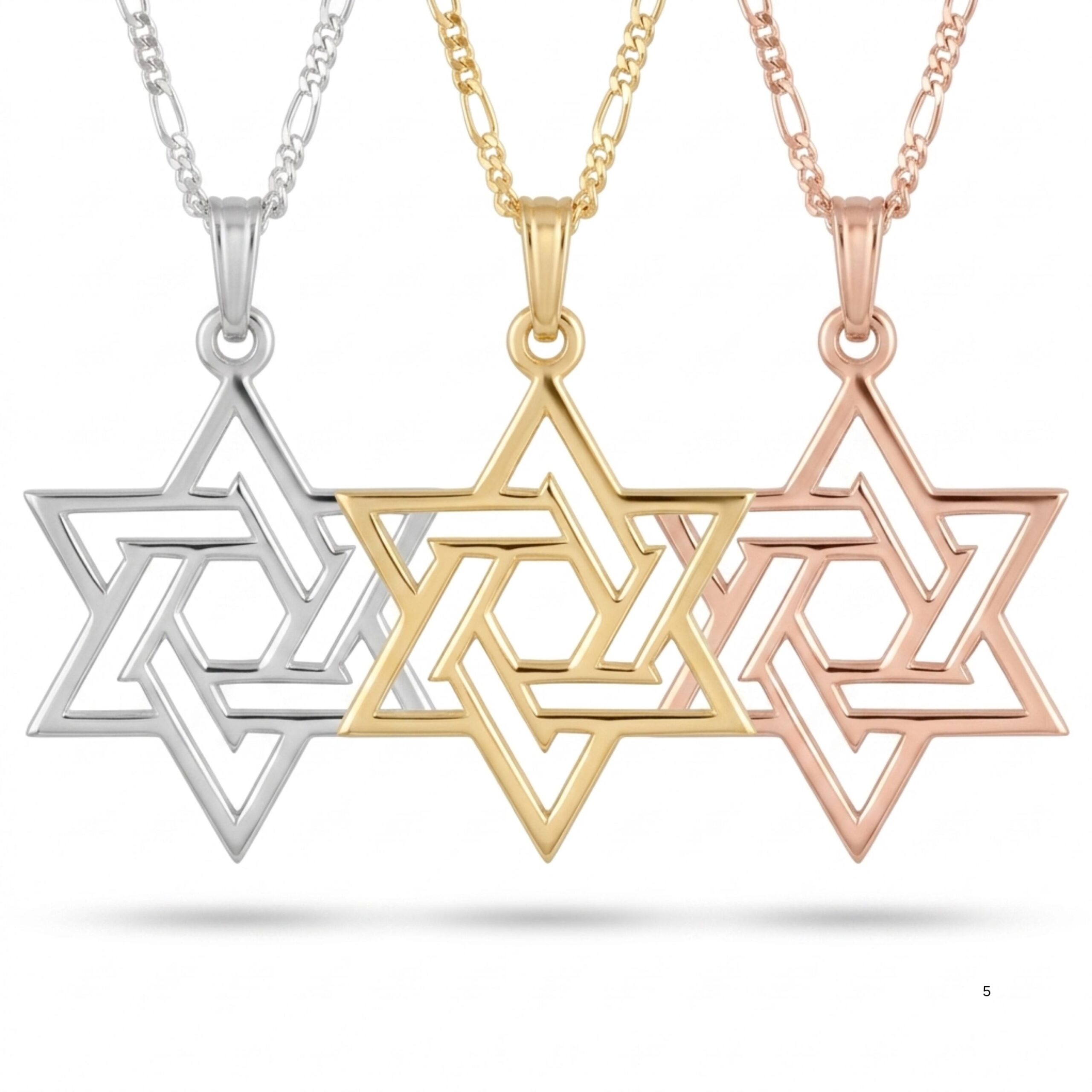 Sterling Silver Geometric Star of David Necklace, Handmade in Israel Sterling Silver Geometric Star of David Necklace, Handmade in Israel