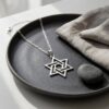 Sterling Silver Geometric Star of David Necklace, Handmade in Israel - handmade in Israel