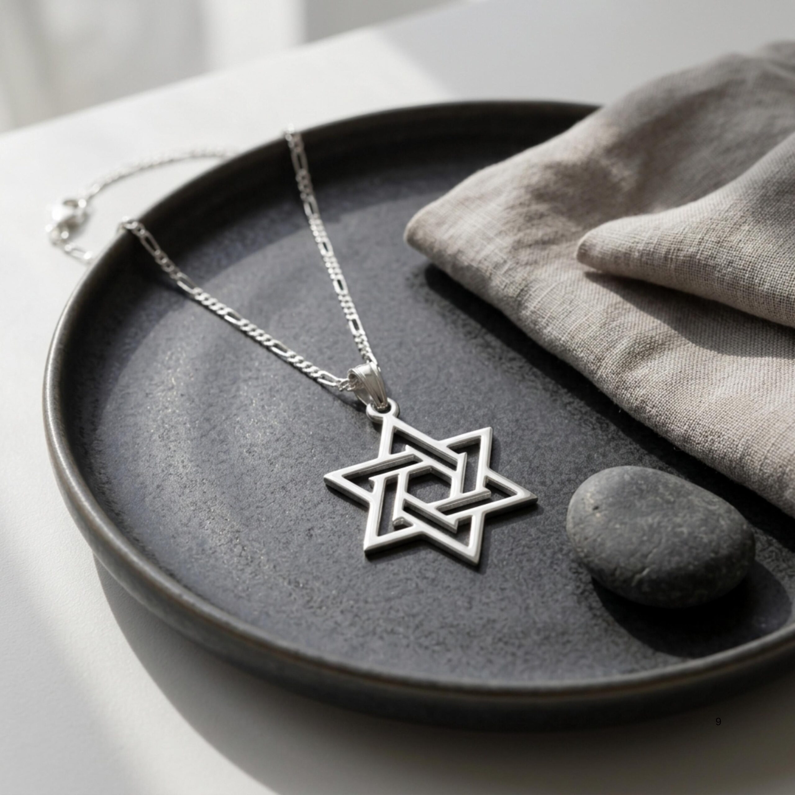 Sterling Silver Geometric Star of David Necklace, Handmade in Israel Sterling Silver Geometric Star of David Necklace, Handmade in Israel