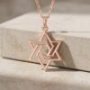 Sterling Silver Geometric Star of David Necklace, Handmade in Israel - handmade in Israel