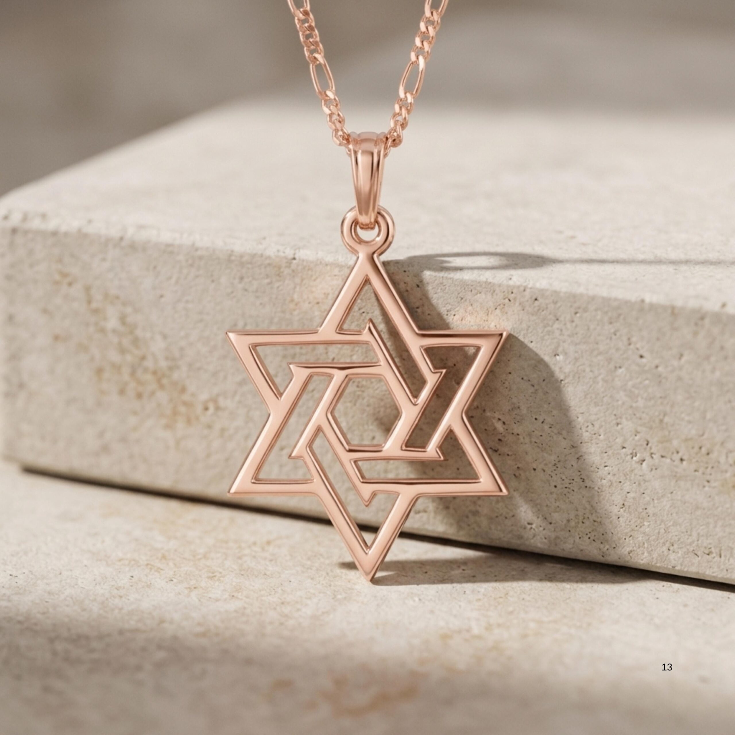 Sterling Silver Geometric Star of David Necklace, Handmade in Israel Sterling Silver Geometric Star of David Necklace, Handmade in Israel