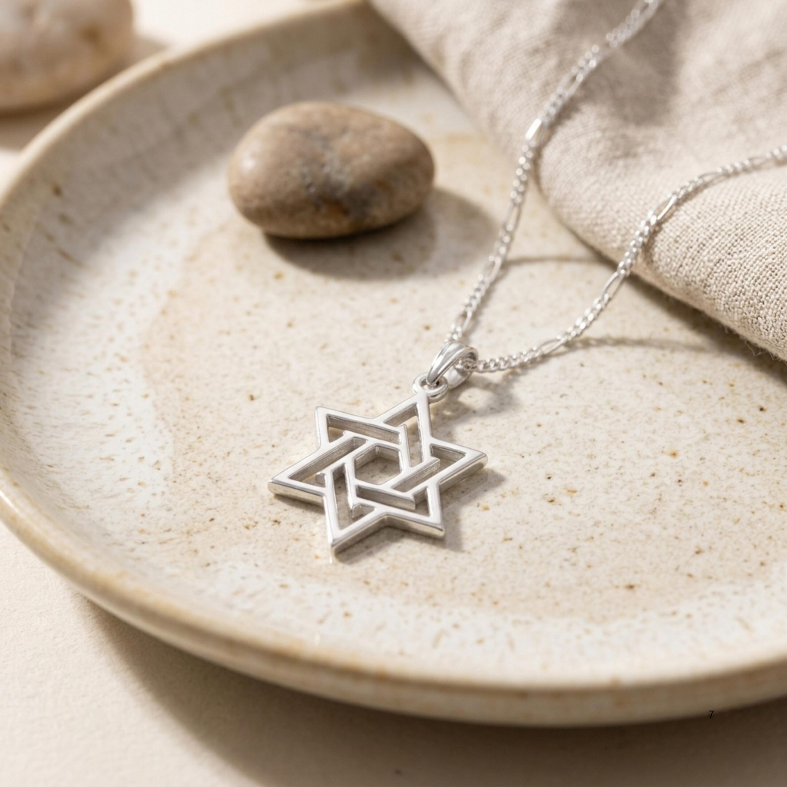 Sterling Silver Geometric Star of David Necklace, Handmade in Israel Sterling Silver Geometric Star of David Necklace, Handmade in Israel