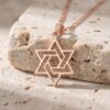 Sterling Silver Geometric Star of David Necklace, Handmade in Israel - handmade in Israel