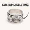 Sterling Silver Hebrew Spinner Ring, Personalized Bible Verse, Hammered Judaica - handmade in Israel