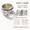Sterling Silver Hebrew Spinner Ring, Personalized Bible Verse, Hammered Judaica - handmade in Israel