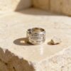 Sterling Silver Hebrew Spinner Ring, Personalized Bible Verse, Hammered Judaica - handmade in Israel