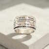 Sterling Silver Hebrew Spinner Ring, Personalized Bible Verse, Hammered Judaica - handmade in Israel