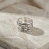 Sterling Silver Hebrew Spinner Ring, Personalized Bible Verse, Hammered Judaica - handmade in Israel