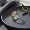 Two Tone Sterling Silver 14K Gold Hebrew Name Ring, Personalized Judaica - handmade in Israel