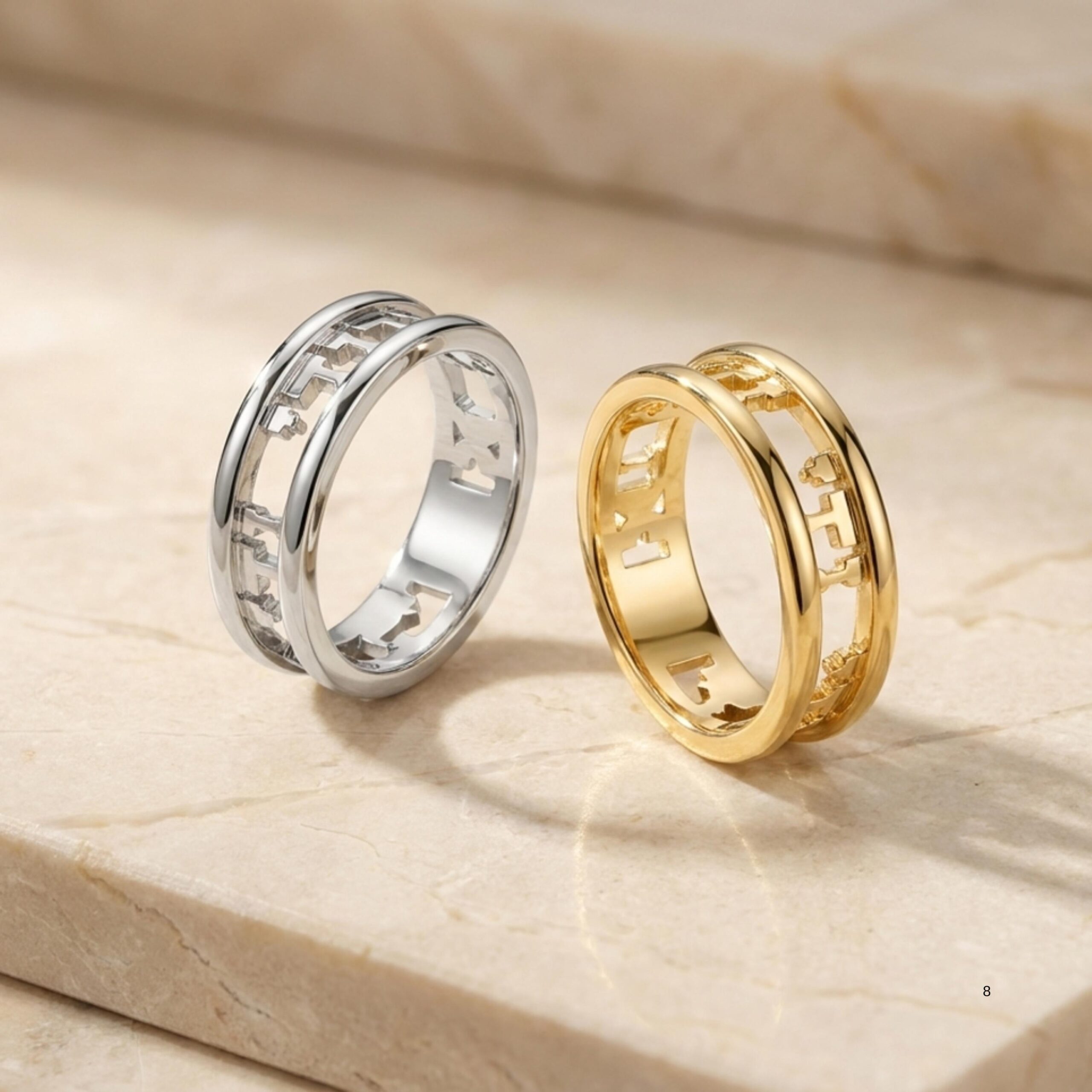 14K Solid Gold Hebrew Ring, Personalized Jewish Wedding Band 14K Solid Gold Hebrew Ring, Personalized Jewish Wedding Band
