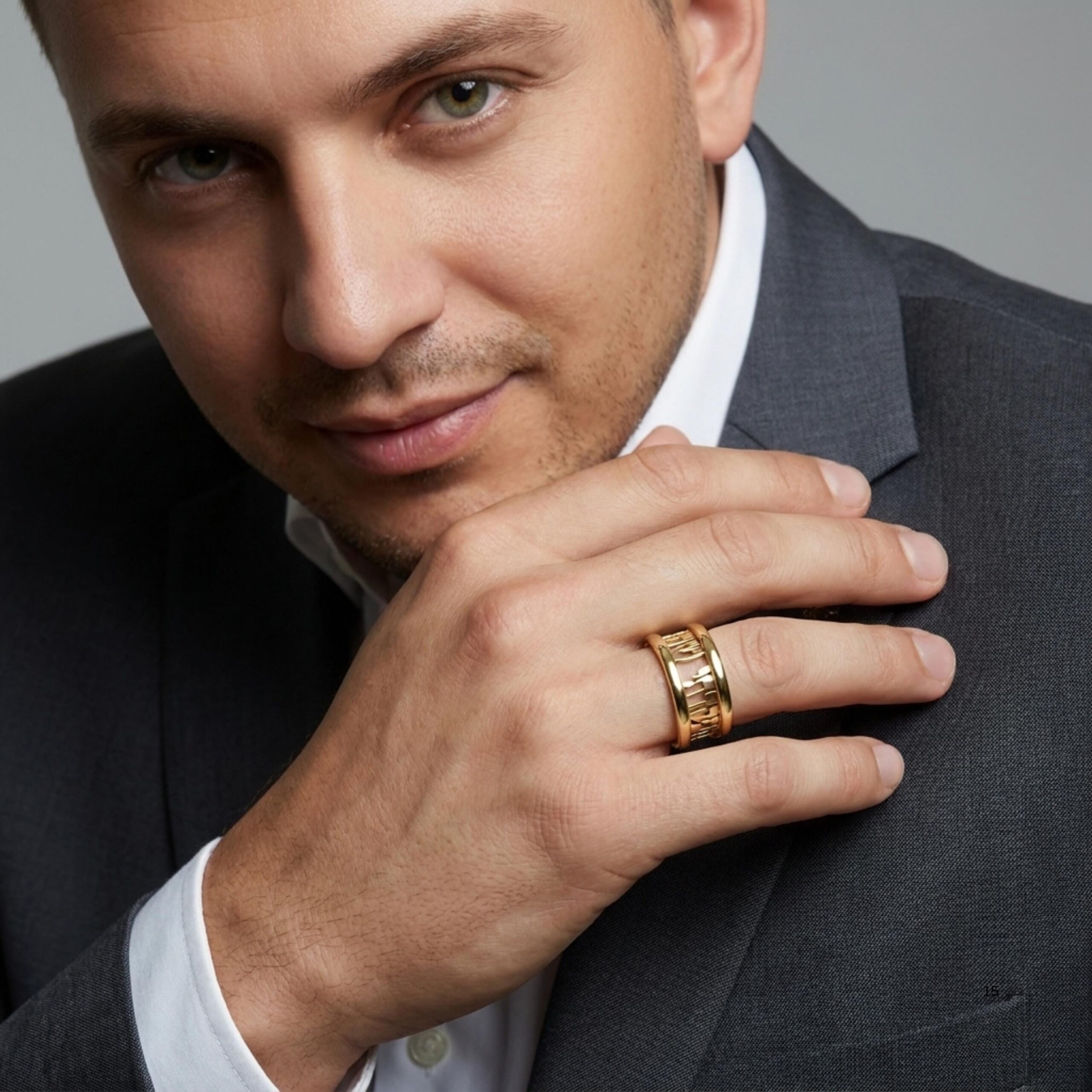 14K Solid Gold Hebrew Ring, Personalized Jewish Wedding Band 14K Solid Gold Hebrew Ring, Personalized Jewish Wedding Band