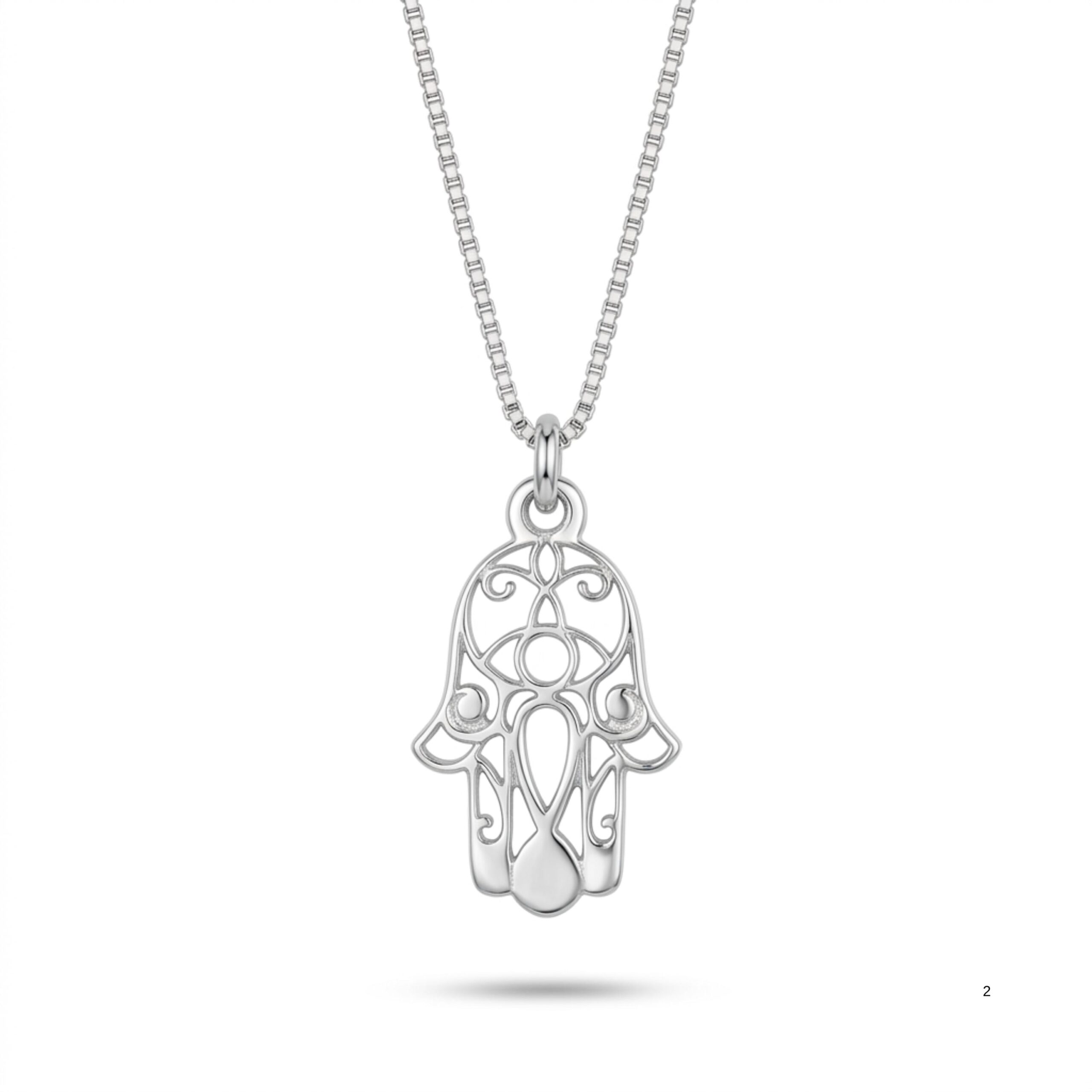Sterling Silver Hamsa Necklace, 18mm Openwork Pendant, Gold Plated Finish Sterling Silver Hamsa Necklace, 18mm Openwork Pendant, Gold Plated Finish
