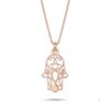 Sterling Silver Hamsa Necklace, 18mm Openwork Pendant, Gold Plated Finish, Handmade Israel - handmade in Israel