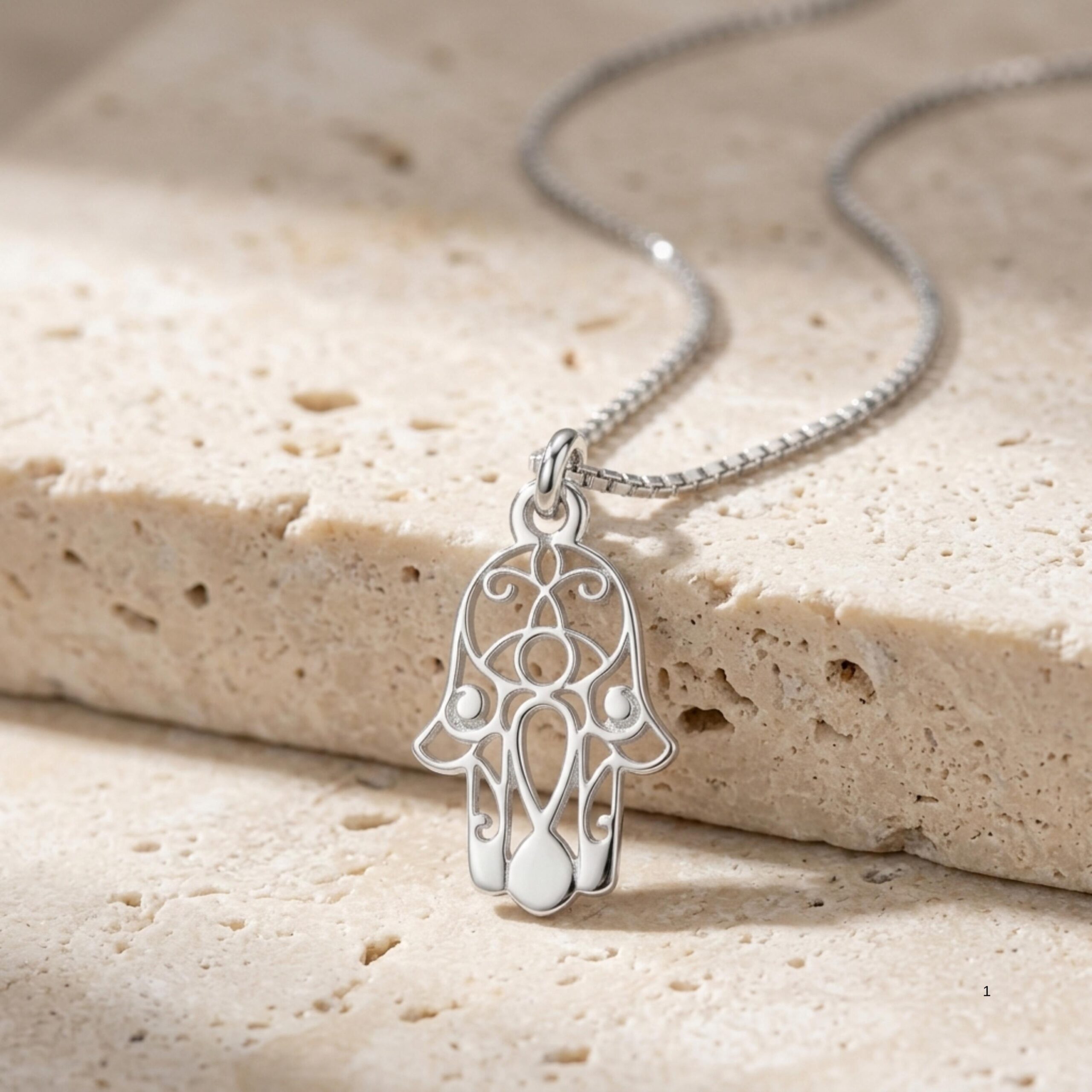 Sterling Silver Hamsa Necklace, 18mm Openwork Pendant, Gold Plated Finish Sterling Silver Hamsa Necklace, 18mm Openwork Pendant, Gold Plated Finish