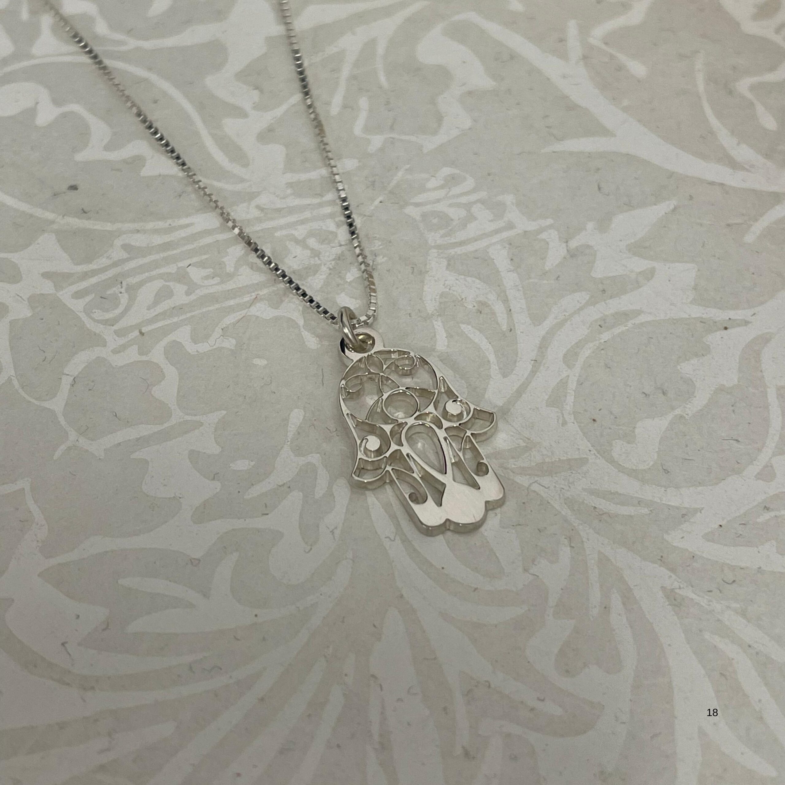 Sterling Silver Hamsa Necklace, 18mm Openwork Pendant, Gold Plated Finish Sterling Silver Hamsa Necklace, 18mm Openwork Pendant, Gold Plated Finish