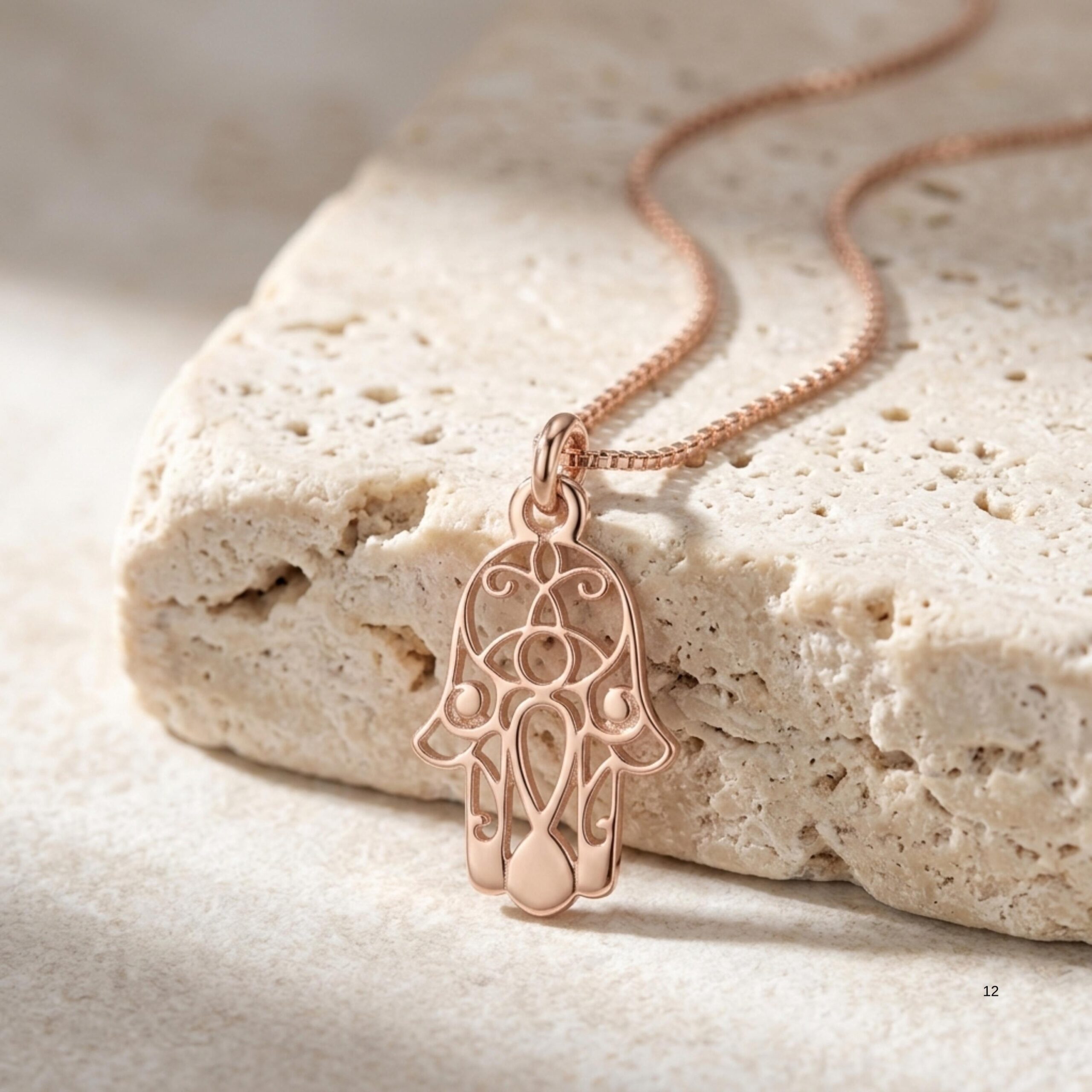Sterling Silver Hamsa Necklace, 18mm Openwork Pendant, Gold Plated Finish Sterling Silver Hamsa Necklace, 18mm Openwork Pendant, Gold Plated Finish