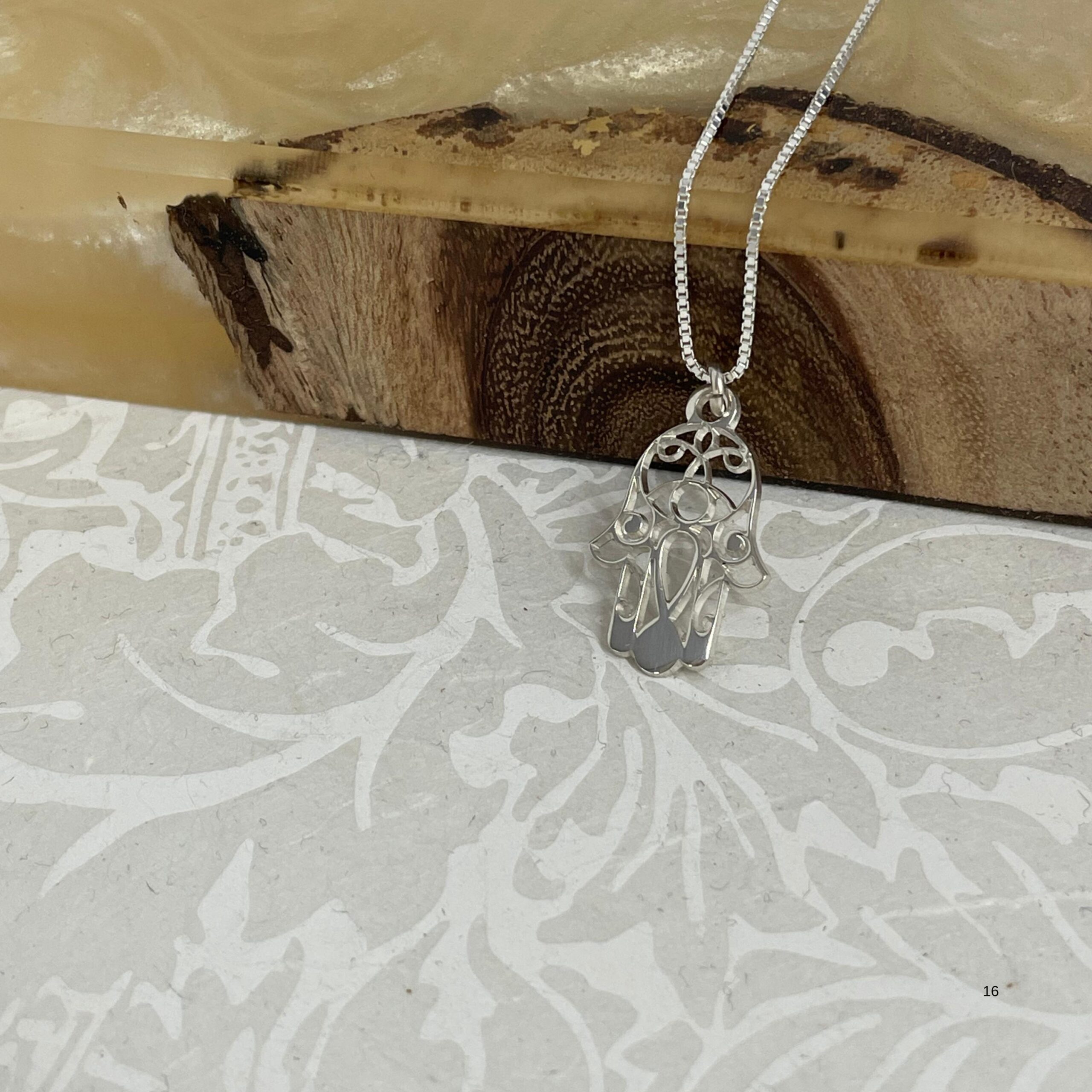 Sterling Silver Hamsa Necklace, 18mm Openwork Pendant, Gold Plated Finish Sterling Silver Hamsa Necklace, 18mm Openwork Pendant, Gold Plated Finish