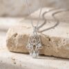 Sterling Silver Hamsa Necklace, 18mm Openwork Pendant, Gold Plated Finish, Handmade Israel - handmade in Israel