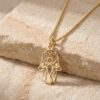Sterling Silver Hamsa Necklace, 18mm Openwork Pendant, Gold Plated Finish, Handmade Israel - handmade in Israel