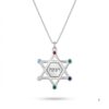 Star of David Birthstone Necklace, Personalized Jewish Family Pendant, Sterling Silver or Gold Plated - handmade in Israel