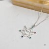 Star of David Birthstone Necklace, Personalized Jewish Family Pendant, Sterling Silver or Gold Plated - handmade in Israel