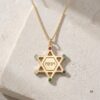 Star of David Birthstone Necklace, Personalized Jewish Family Pendant, Sterling Silver or Gold Plated - handmade in Israel