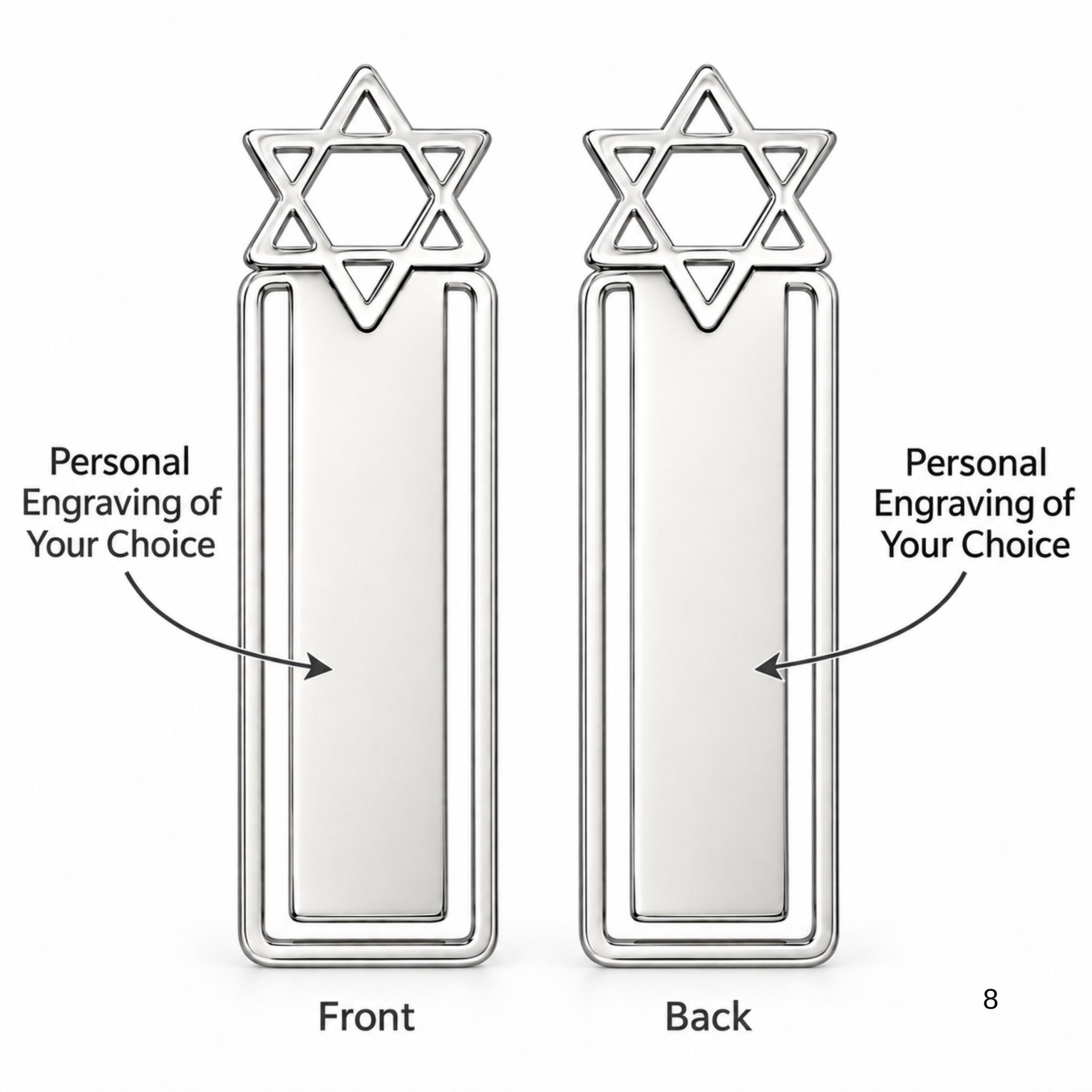 Star of David Bookmark, Custom Engraved Sterling Silver Star of David Bookmark, Custom Engraved Sterling Silver