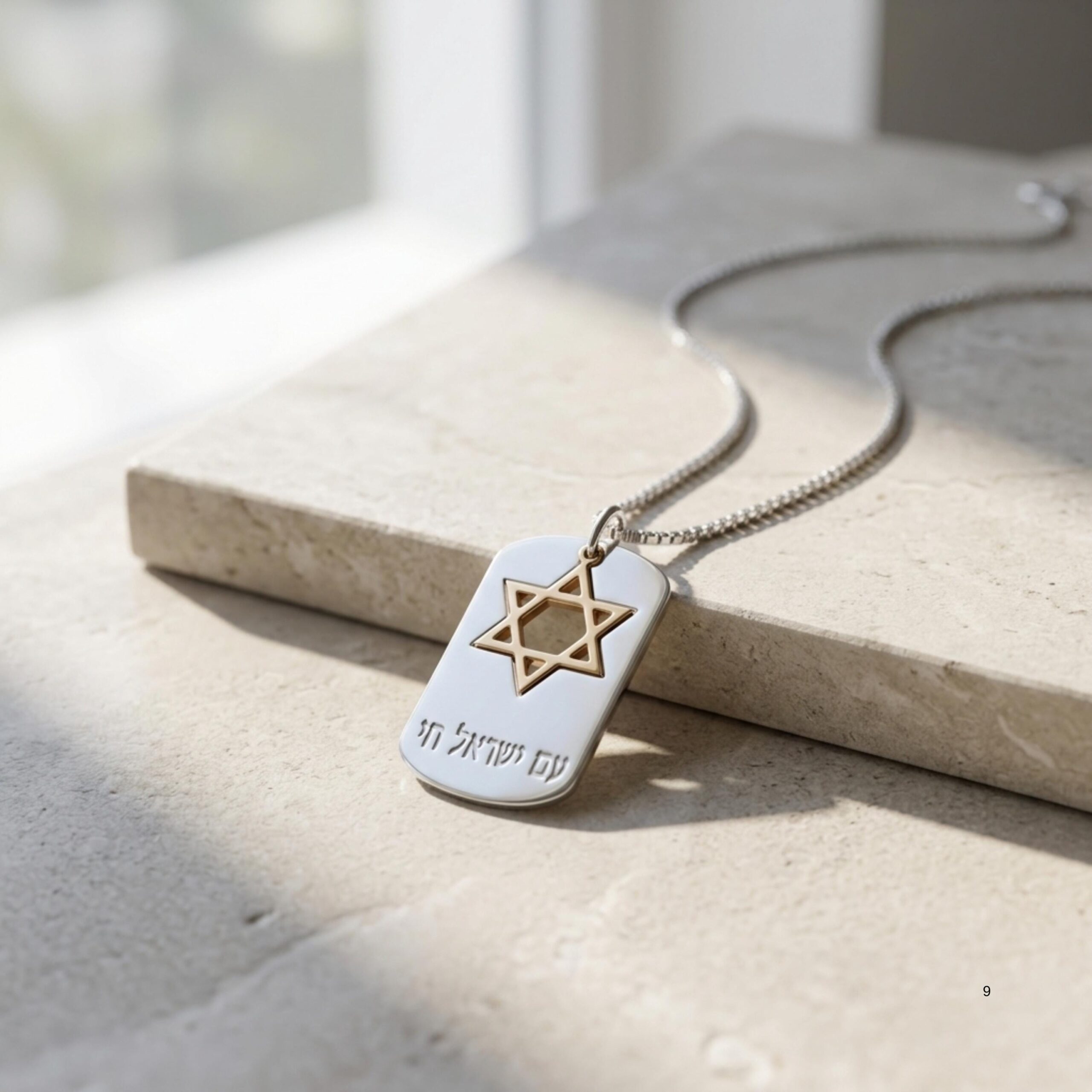 Am Yisrael Chai Dog Tag Necklace, Sterling Silver with Star of David Am Yisrael Chai Dog Tag Necklace, Sterling Silver with Star of David