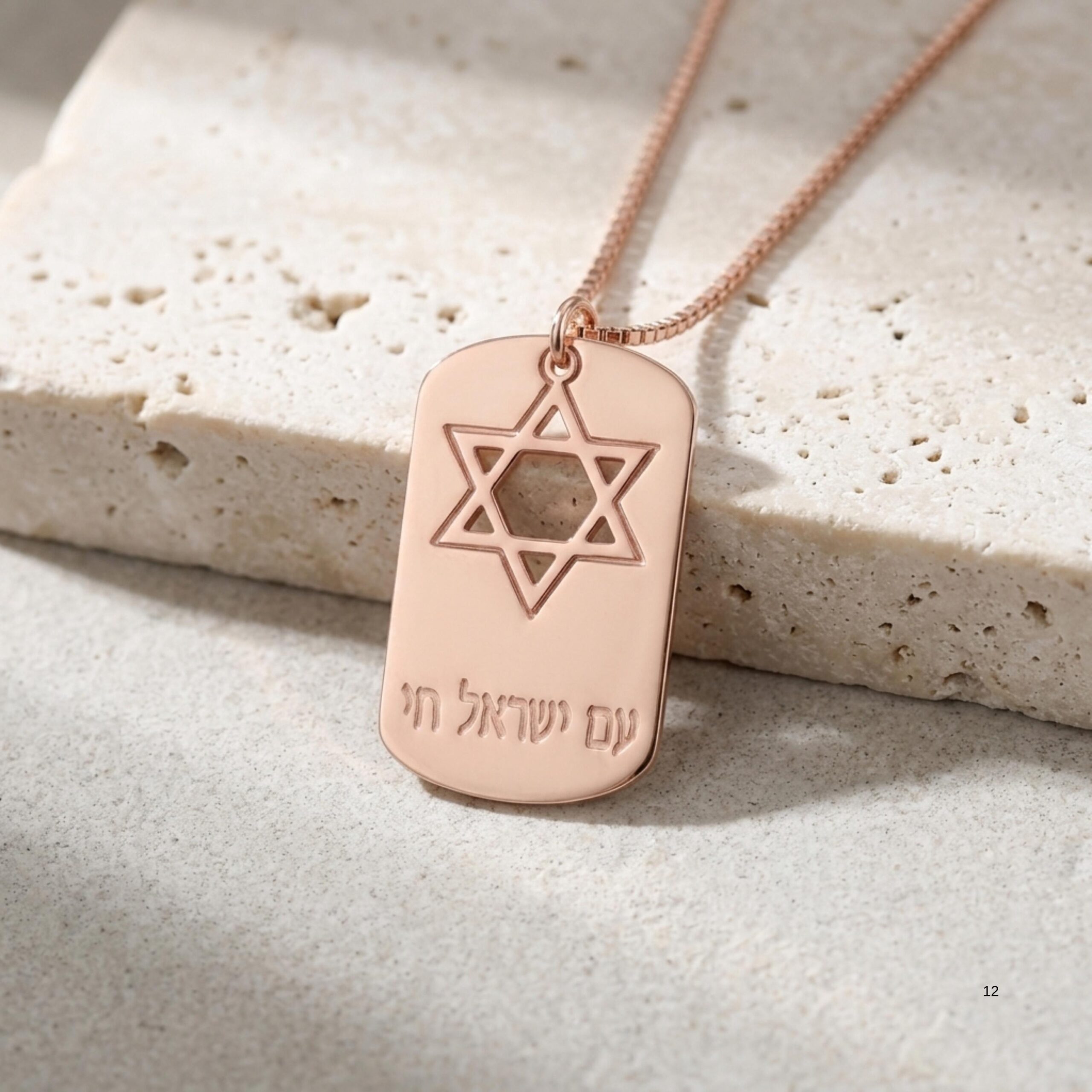 Am Yisrael Chai Dog Tag Necklace, Sterling Silver with Star of David Am Yisrael Chai Dog Tag Necklace, Sterling Silver with Star of David