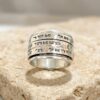 Sterling Silver Hebrew Spinner Ring, Personalized Bible Verse, Hammered Judaica - handmade in Israel