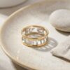 Two Tone Sterling Silver 14K Gold Hebrew Name Ring, Personalized Judaica - handmade in Israel