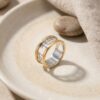 Two Tone Sterling Silver 14K Gold Hebrew Name Ring, Personalized Judaica - handmade in Israel