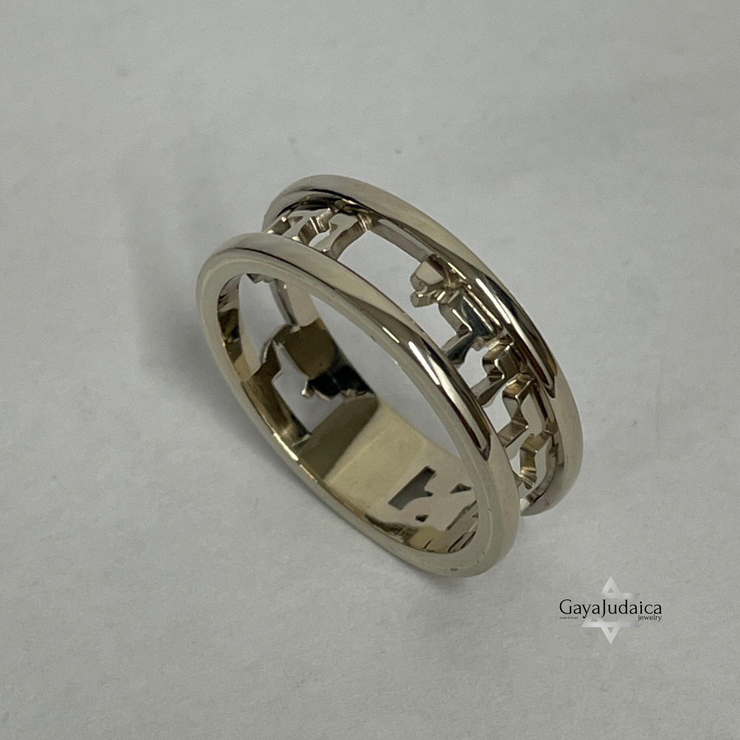 14K Solid Gold Hebrew Ring, Personalized Jewish Wedding Band 14K Solid Gold Hebrew Ring, Personalized Jewish Wedding Band