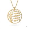Family Tree Necklace with Engraved Hebrew Names, Sterling Silver Grandmother Pendant - handmade in Israel