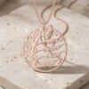 Family Tree Necklace with Engraved Hebrew Names, Sterling Silver Grandmother Pendant - handmade in Israel