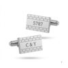 Engraved Cufflinks Sterling Silver, Custom Hebrew or English Text, Western Wall Brick Border, 24mm - handmade in Israel