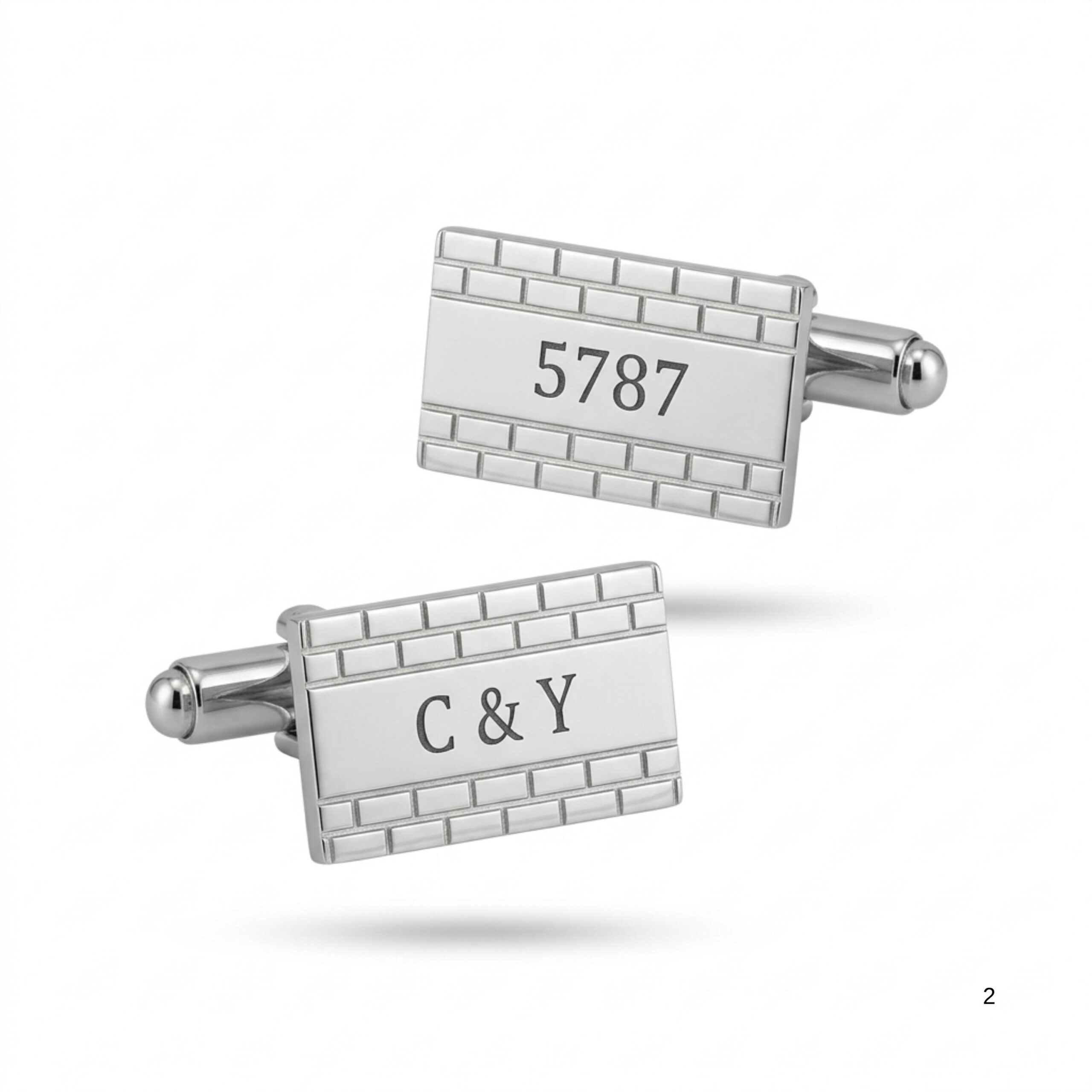 Engraved Cufflinks Sterling Silver, Custom Hebrew or English Text, Western Wall Brick Border Engraved Cufflinks Sterling Silver, Custom Hebrew or English Text, Western Wall Brick Border