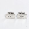 Engraved Cufflinks Sterling Silver, Custom Hebrew or English Text, Western Wall Brick Border, 24mm - handmade in Israel