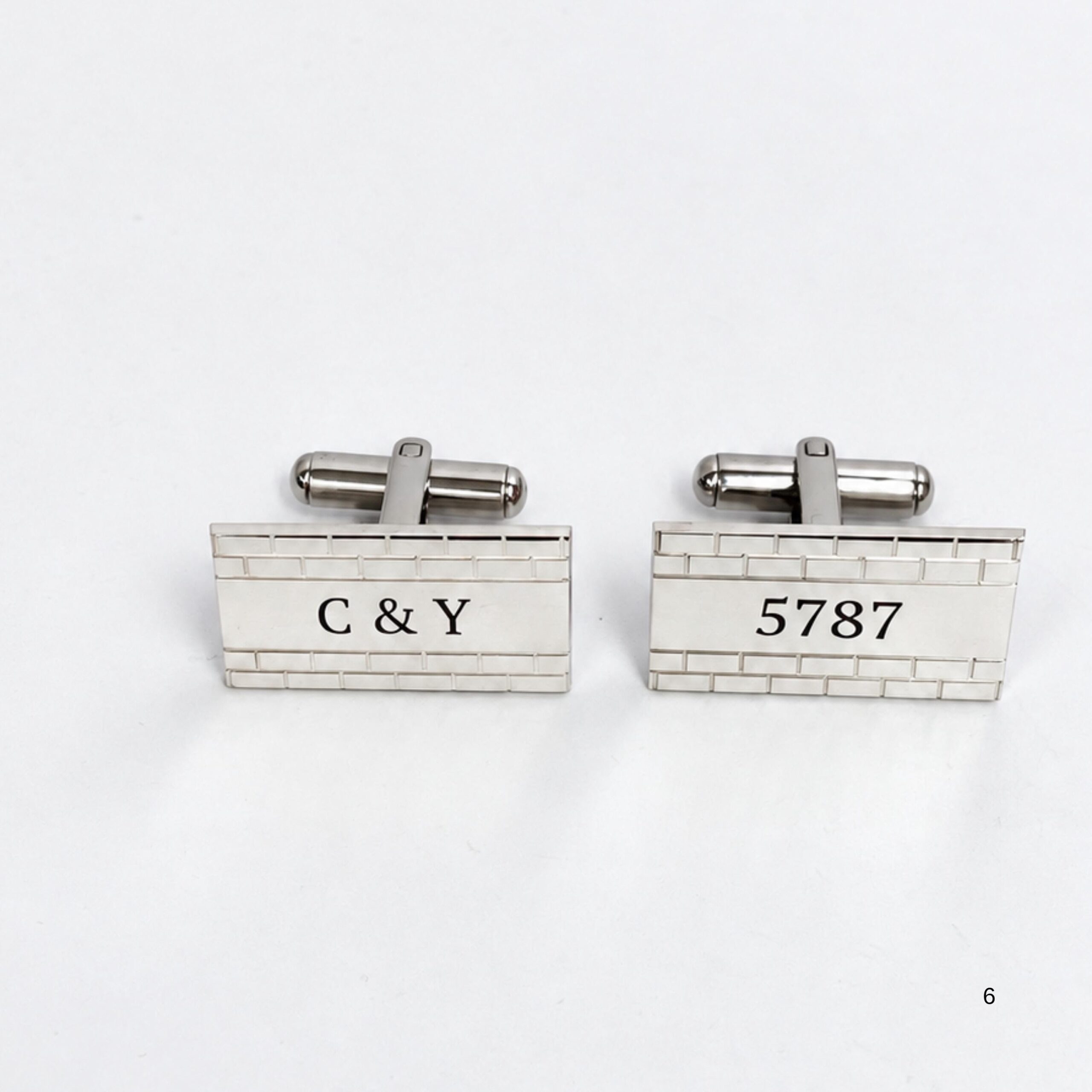 Engraved Cufflinks Sterling Silver, Custom Hebrew or English Text, Western Wall Brick Border Engraved Cufflinks Sterling Silver, Custom Hebrew or English Text, Western Wall Brick Border