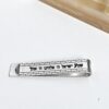 Engraved Tie Clip Sterling Silver, Western Wall Brick Border, Hebrew or English Text, 60mm - handmade in Israel