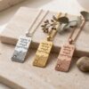 Western Wall Dog Tag Necklace Sterling Silver, Hebrew Verse Engraving, 40mm Pendant - handmade in Israel