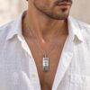 Western Wall Dog Tag Necklace Sterling Silver, Hebrew Verse Engraving, 40mm Pendant - handmade in Israel
