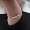 Personalized Hebrew Name Bracelet for Men, Stainless Steel Dad Gift - handmade in Israel