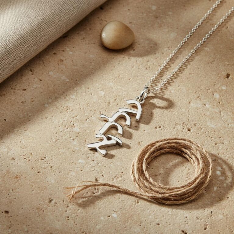 Personalized Hebrew Name Necklace, Sterling Silver or Gold-Plated Pendant, Bat Mitzvah Gift