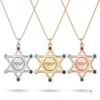 Star of David Birthstone Necklace, Personalized Jewish Family Pendant, Sterling Silver or Gold Plated - handmade in Israel