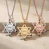 Star of David Birthstone Necklace, Personalized Jewish Family Pendant, Sterling Silver or Gold Plated - handmade in Israel