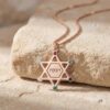 Star of David Birthstone Necklace, Personalized Jewish Family Pendant, Sterling Silver or Gold Plated - handmade in Israel