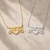 Hebrew Name Necklace 14K Solid Gold, Personalized Heart Pendant, Yellow or White, Box Chain - handmade in Israel