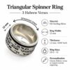 Hebrew Spinner Ring Sterling Silver, 12mm Wide Band, Three Custom Engraved Bible Verses - handmade in Israel